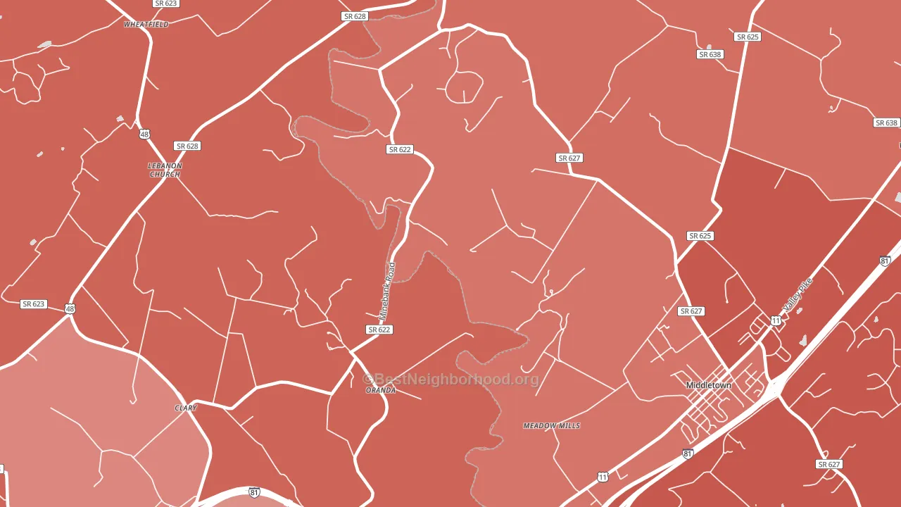 Oranda, VA block-group political-lean map
