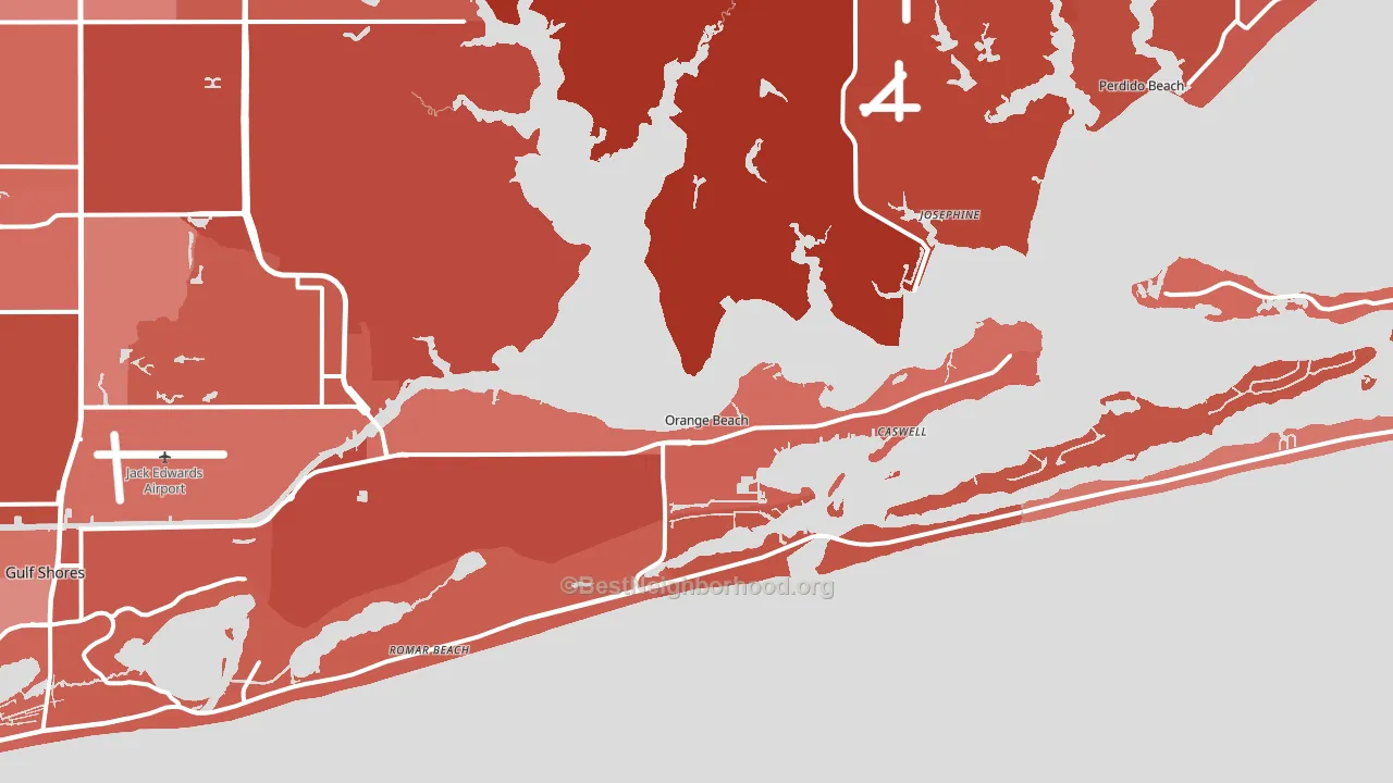 Orange Beach, AL block-group political-lean map