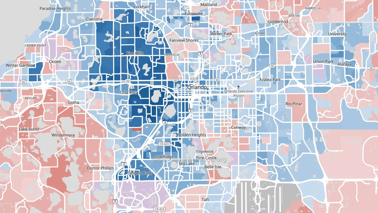 Orange County, FL block-group political-lean map