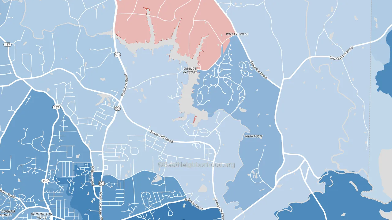 Orange Factory, NC block-group political-lean map
