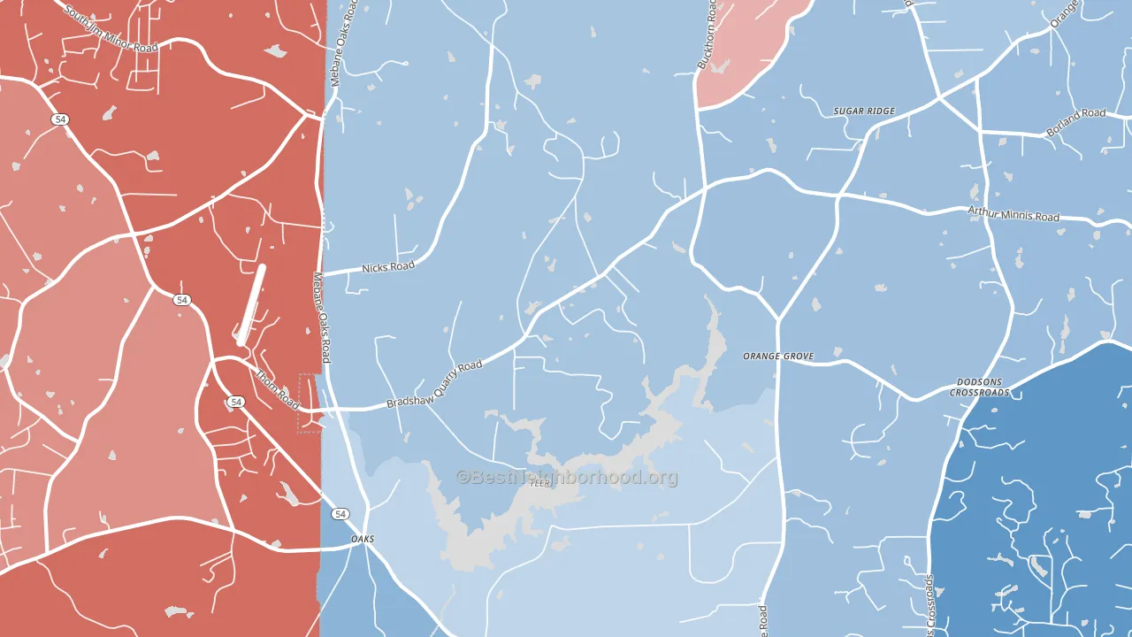 Orange Grove, NC block-group political-lean map