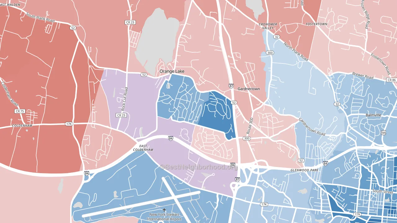 Orange Lake, NY block-group political-lean map