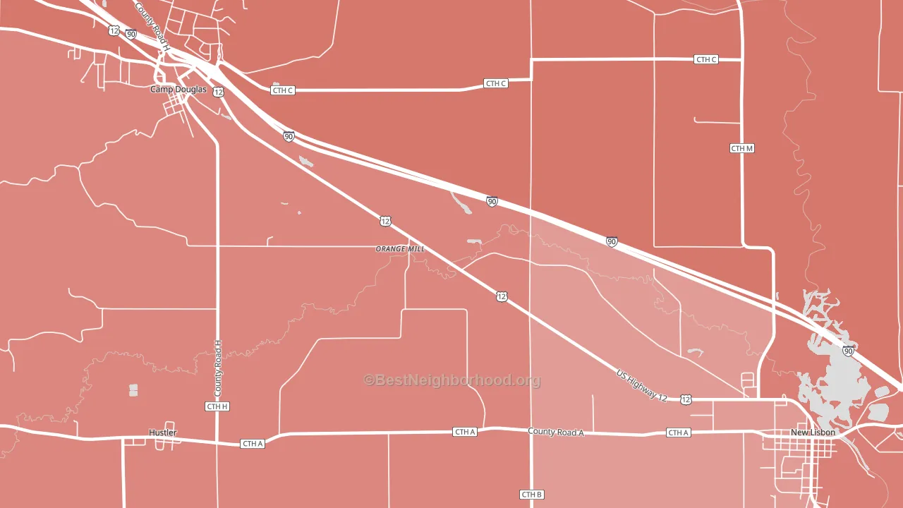 Orange Mill, WI block-group political-lean map