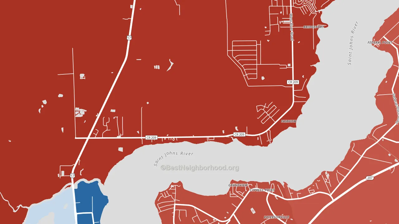Orange Mills, FL block-group political-lean map