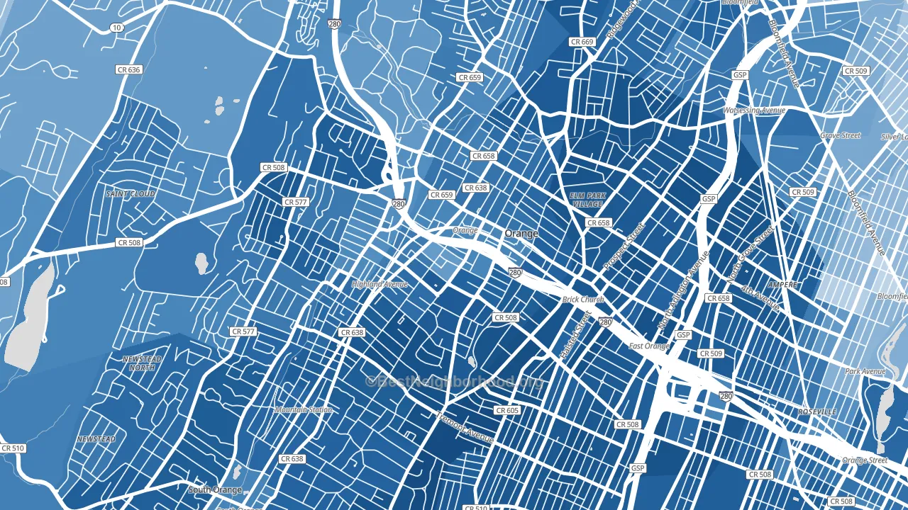 Orange, NJ block-group political-lean map