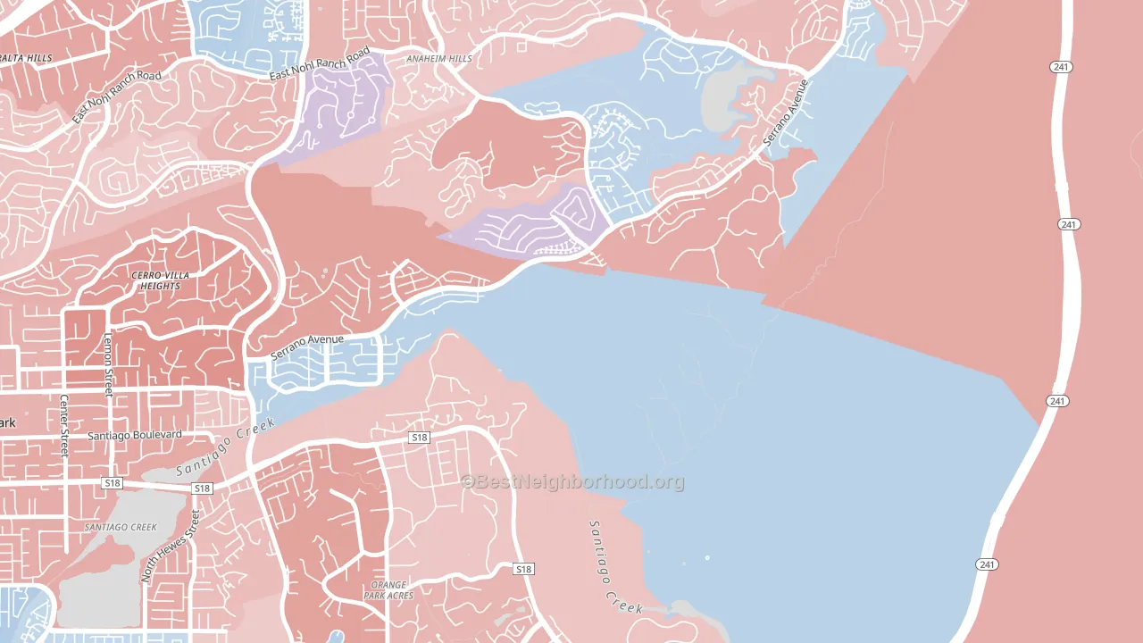 Orange Park Acres, CA block-group political-lean map