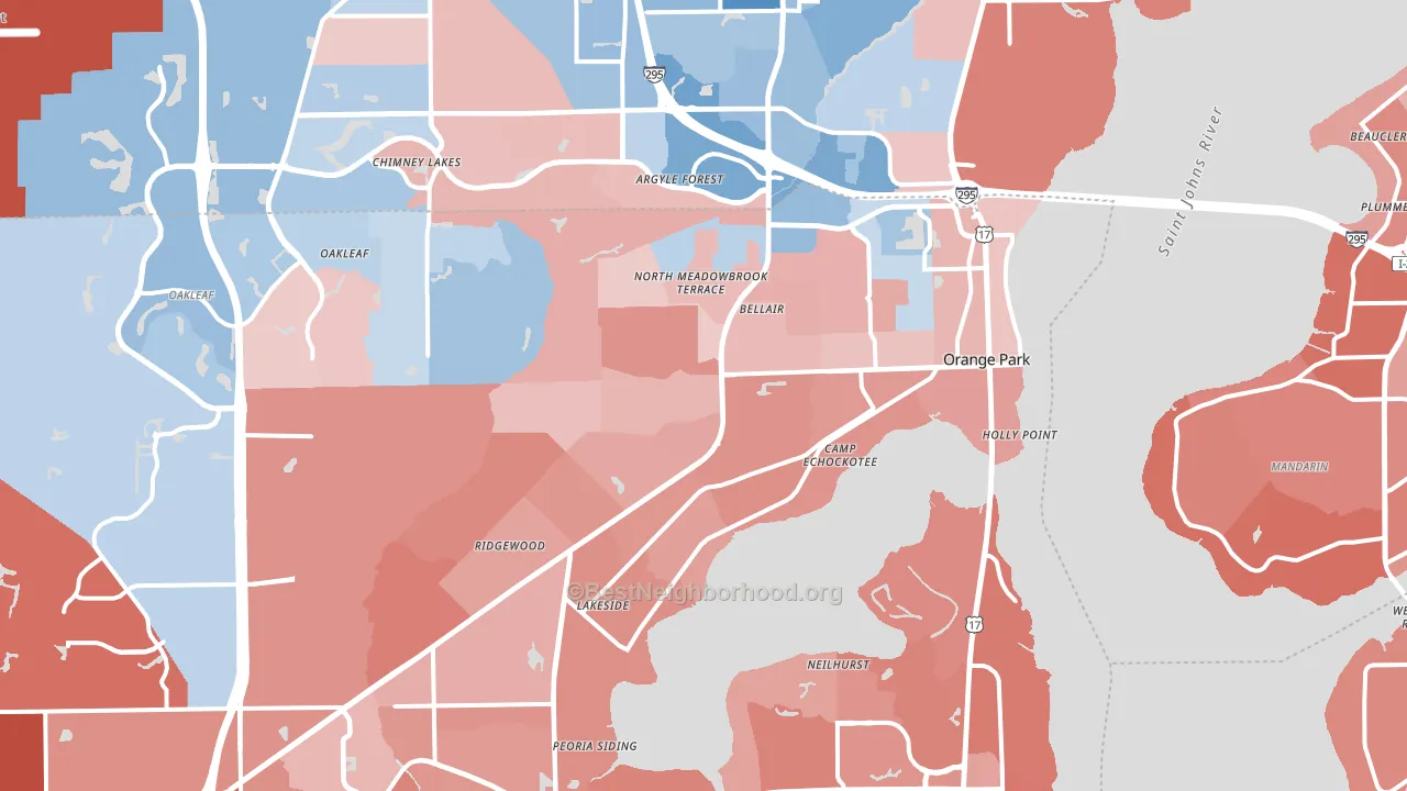Orange Park, FL block-group political-lean map