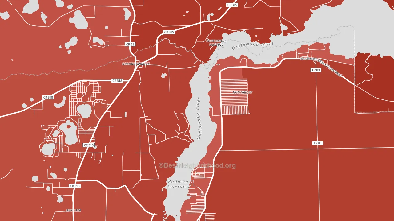 Orange Springs, FL block-group political-lean map