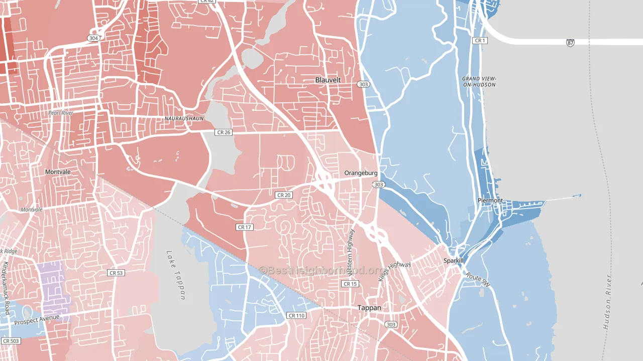Orangeburg, NY block-group political-lean map