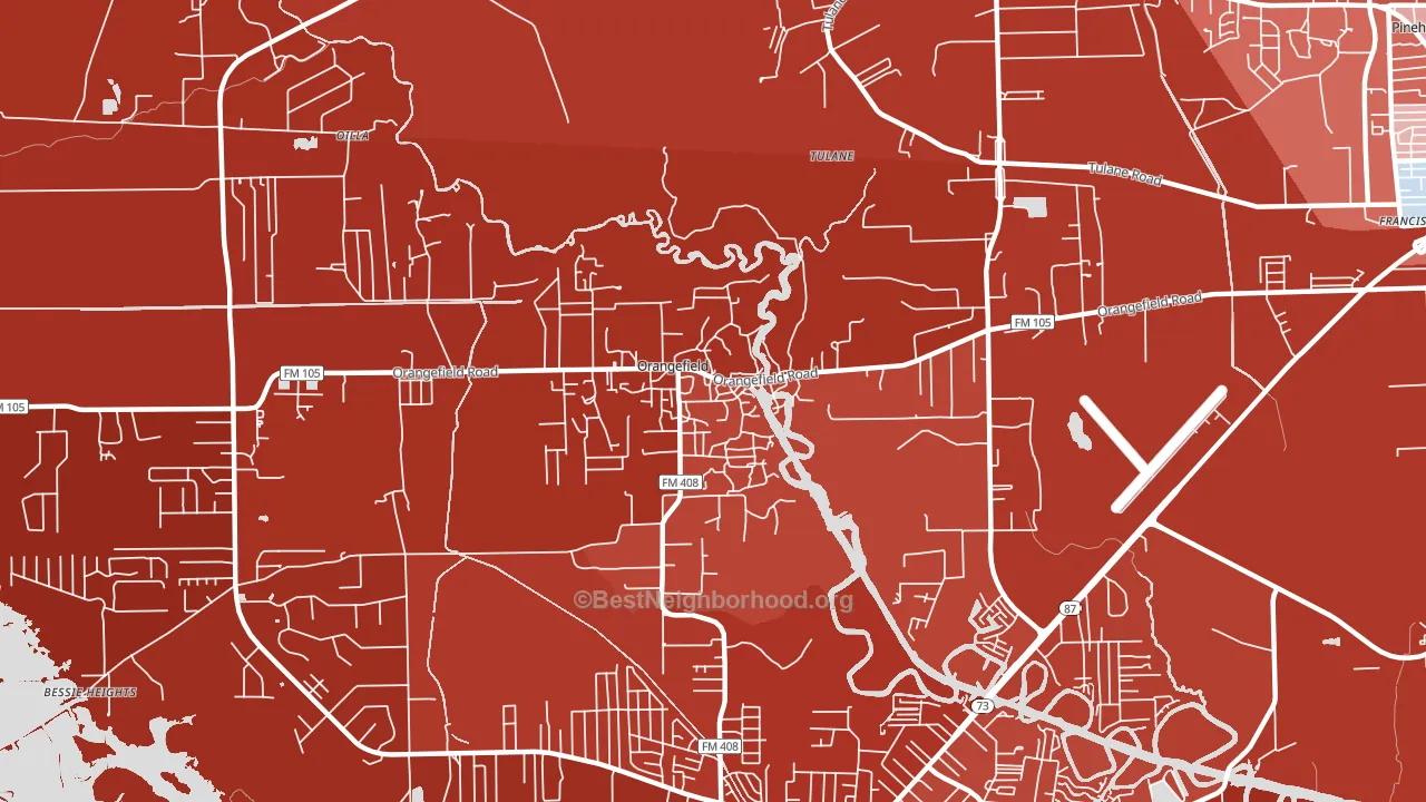 Orangefield, TX block-group political-lean map