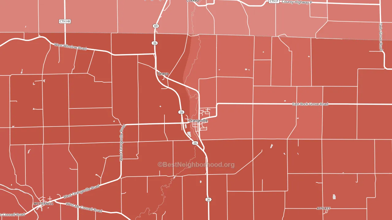 Orangeville, IL block-group political-lean map