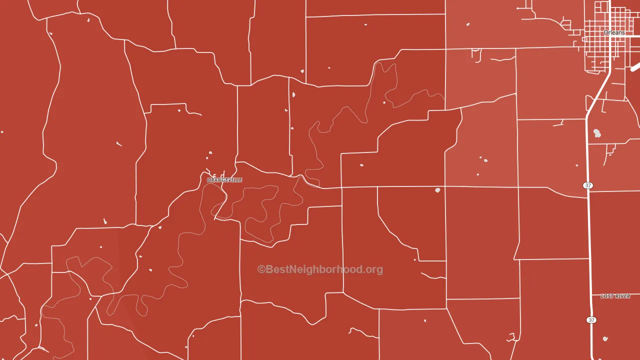 Orangeville, IN block-group political-lean map