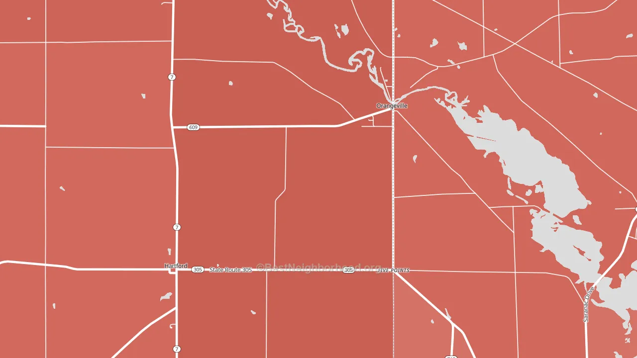Orangeville, OH block-group political-lean map
