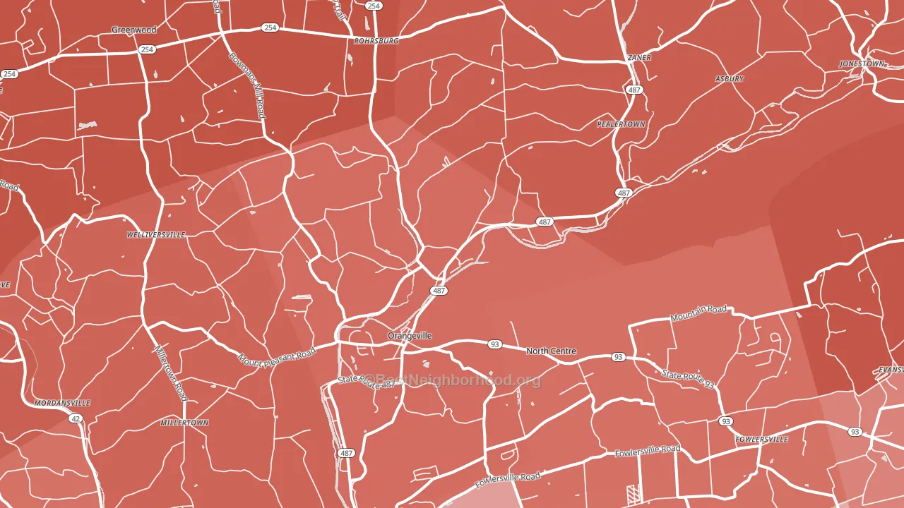 Orangeville, PA block-group political-lean map