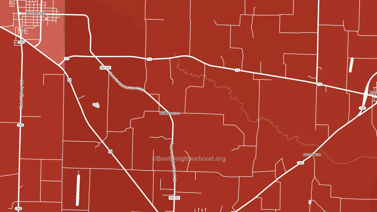 Orangeville, TX block-group political-lean map