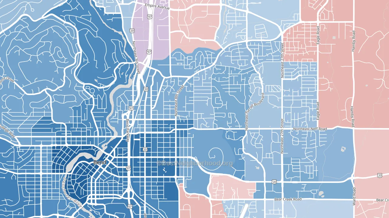 Orchard District, Bend, OR block-group political-lean map