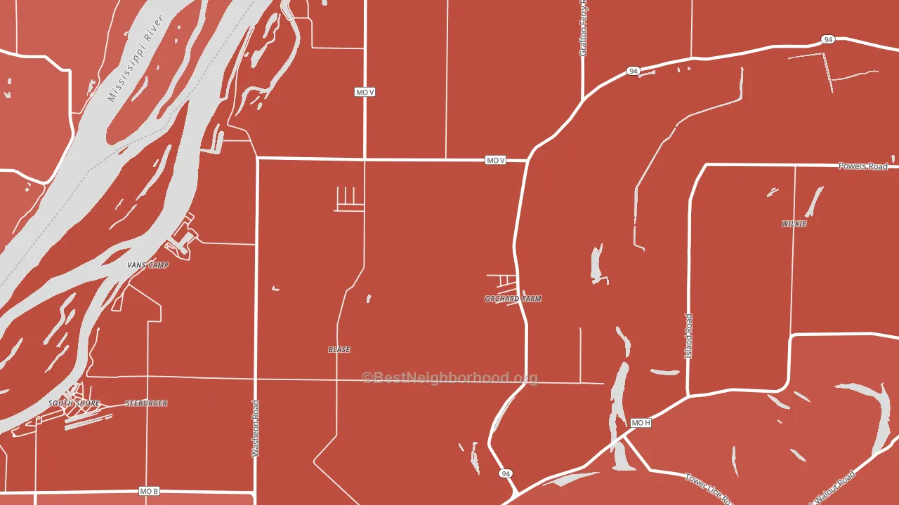 Orchard Farm, MO block-group political-lean map