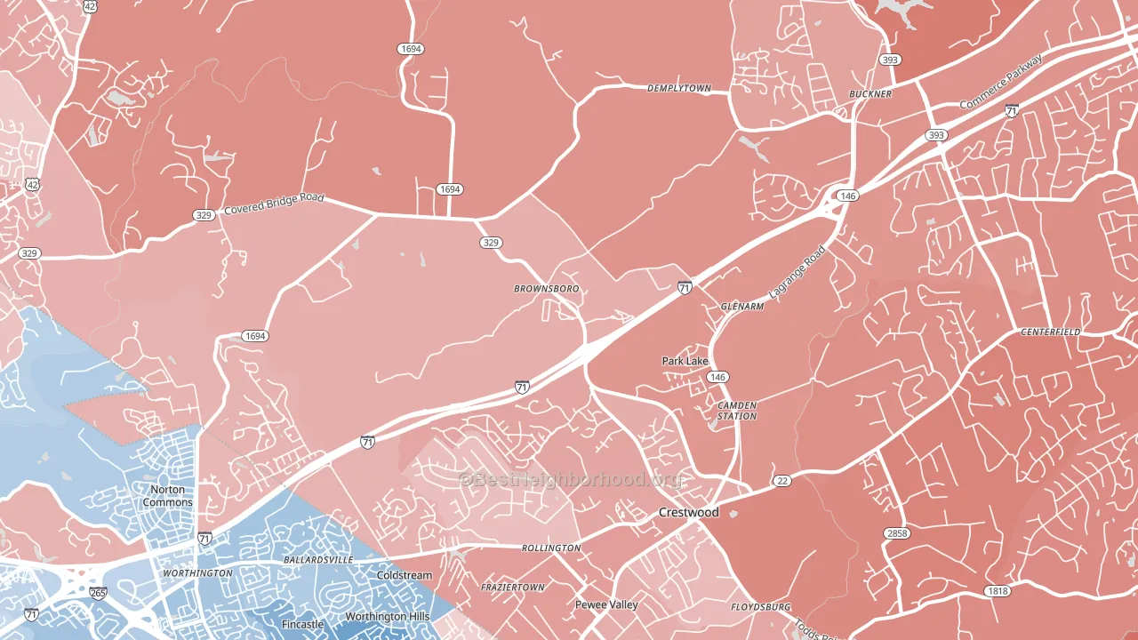 Orchard Grass Hills, KY block-group political-lean map
