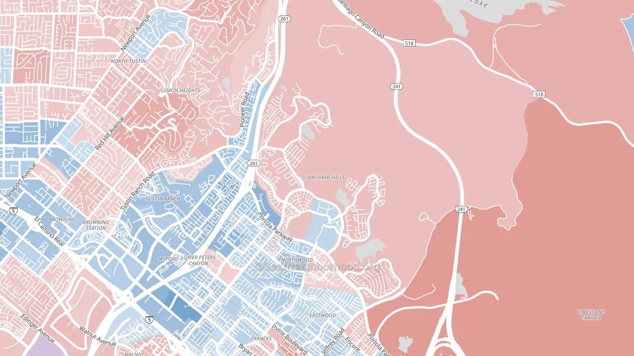 Orchard Hills, Irvine, CA block-group political-lean map