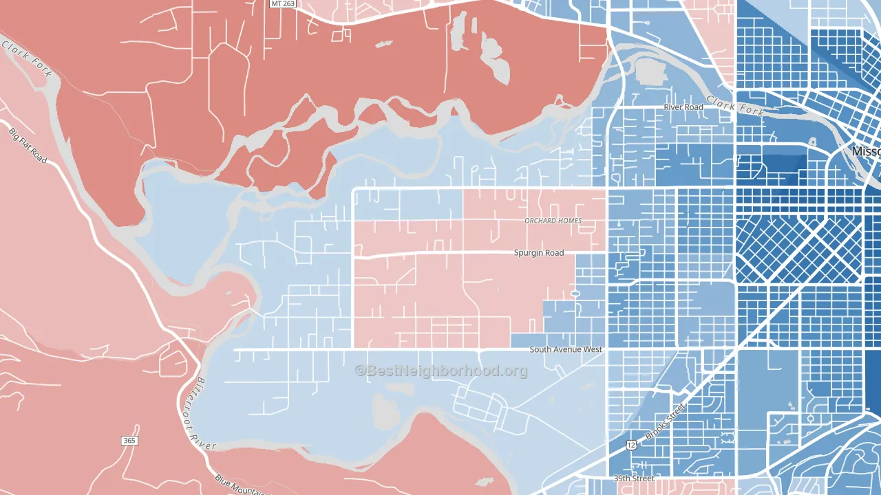 Orchard Homes, MT block-group political-lean map