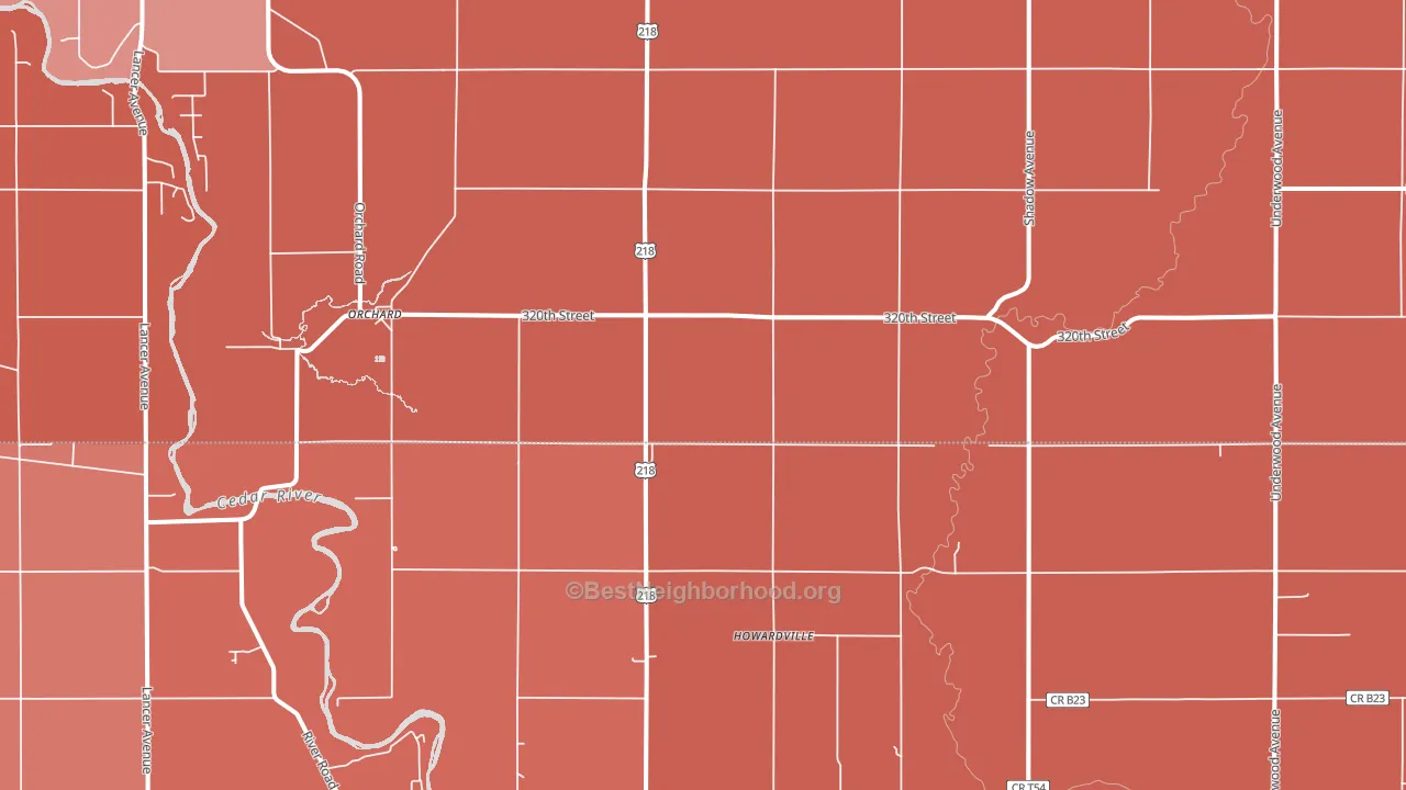 Orchard, IA block-group political-lean map