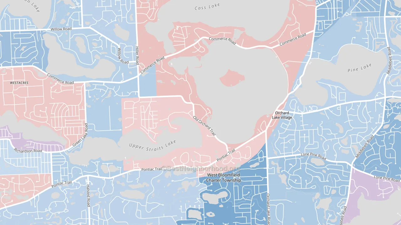 Orchard Lake Village, MI block-group political-lean map