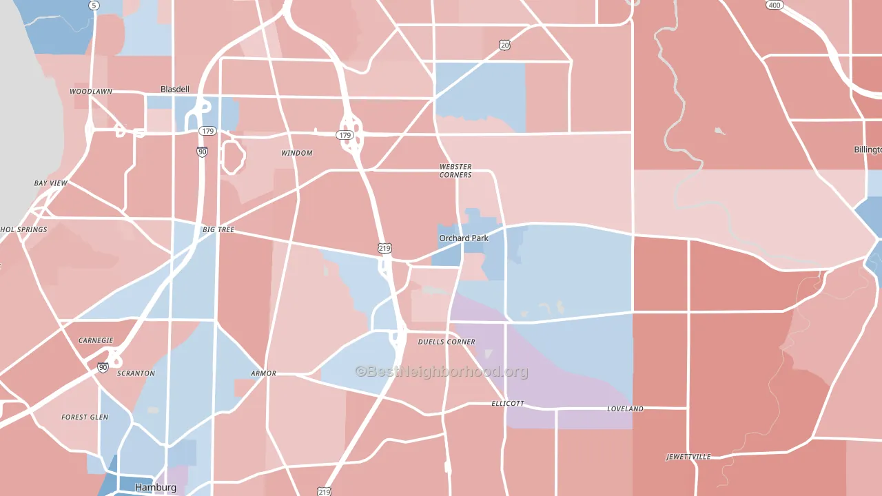 Orchard Park, NY block-group political-lean map
