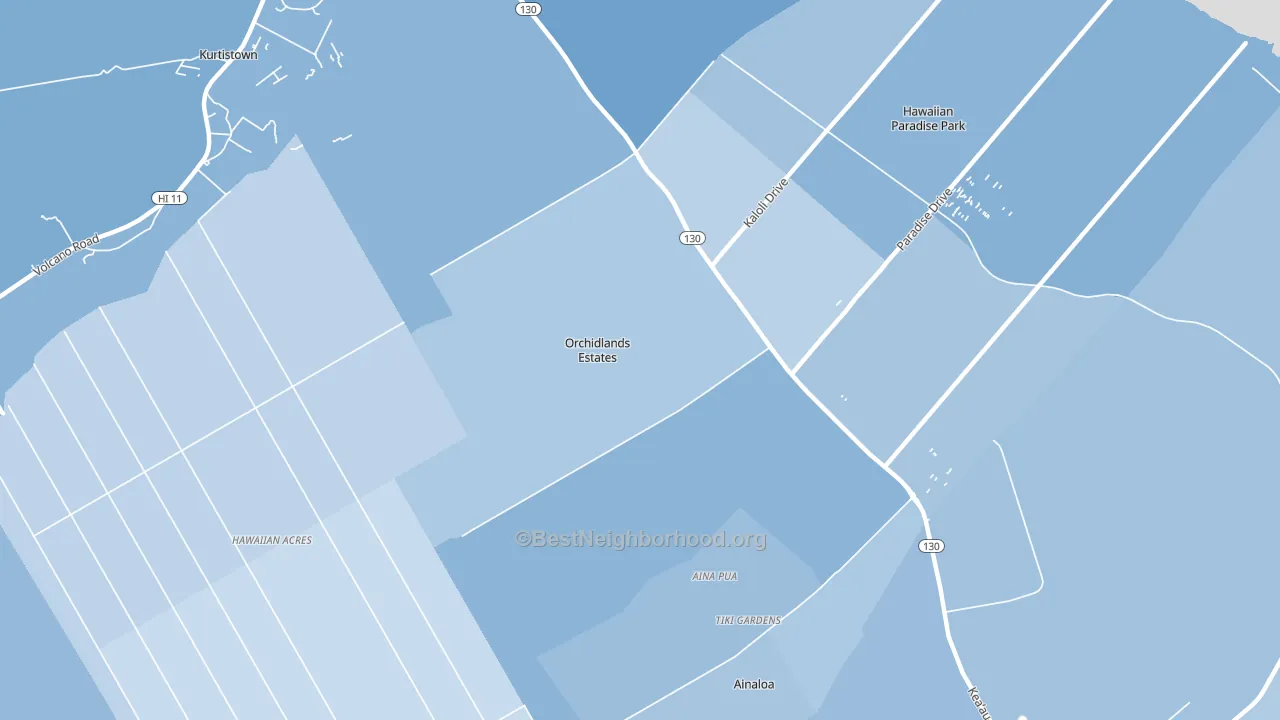 Orchidlands Estates, Keaau, HI block-group political-lean map