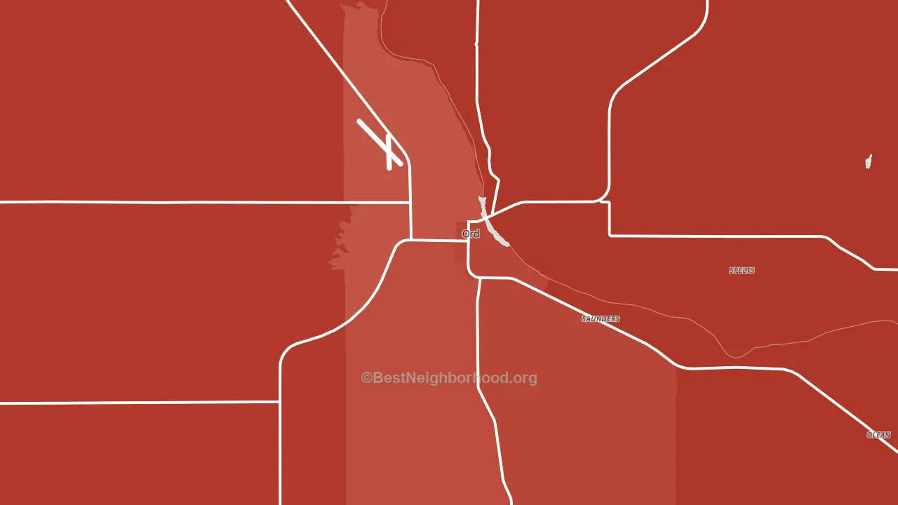 Ord, NE block-group political-lean map