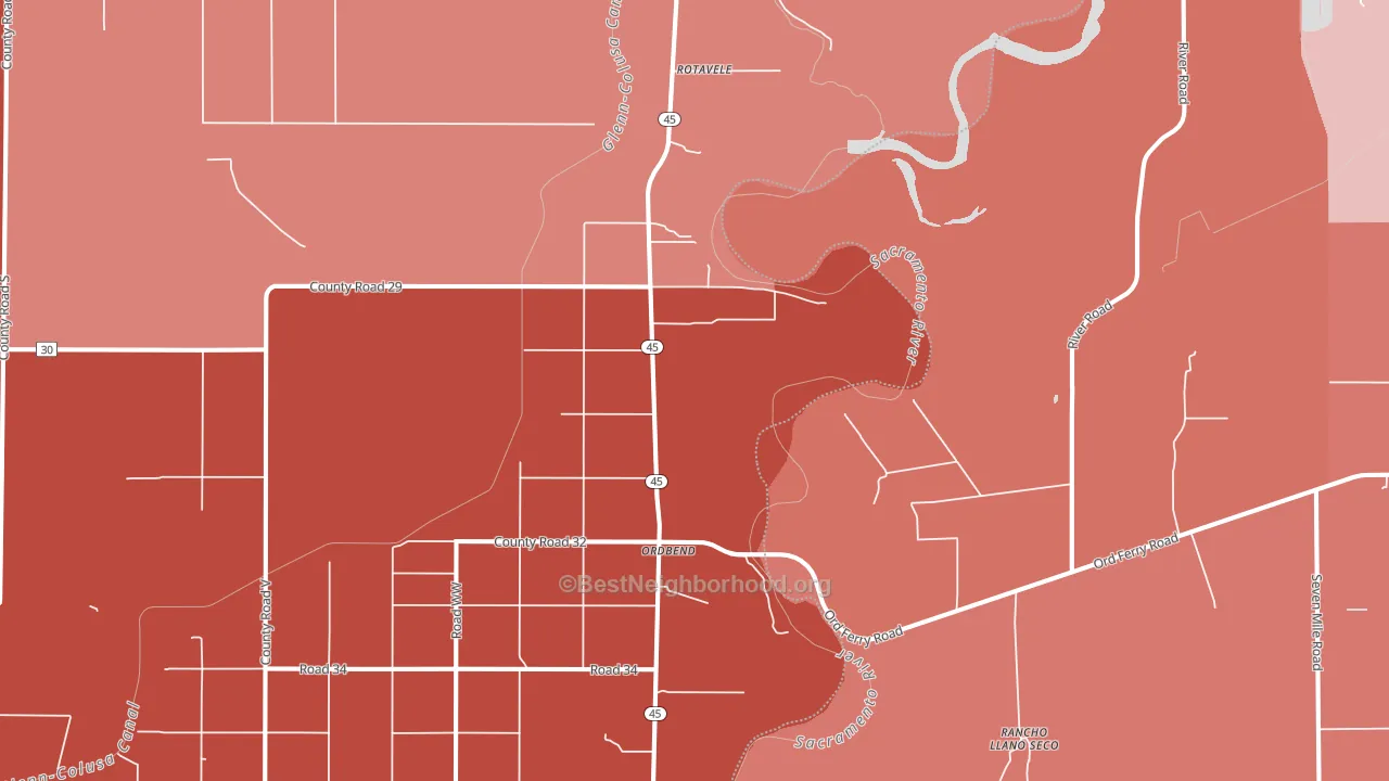 Ordbend, CA block-group political-lean map