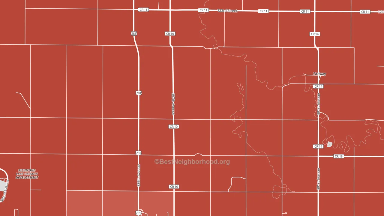 Ordway, SD block-group political-lean map
