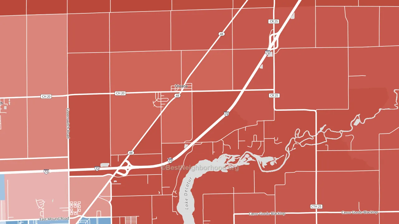 Oreana, IL block-group political-lean map