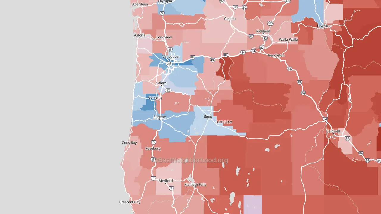 Oregon block-group political-lean map