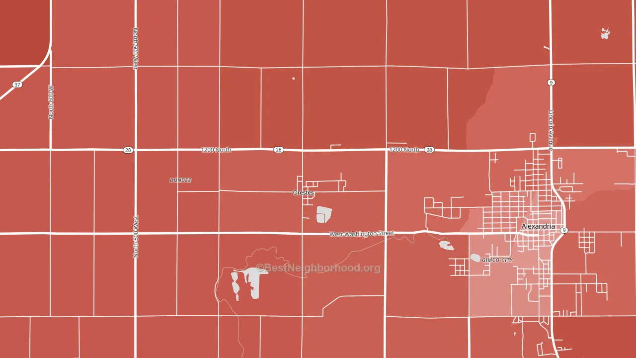 Orestes, IN block-group political-lean map