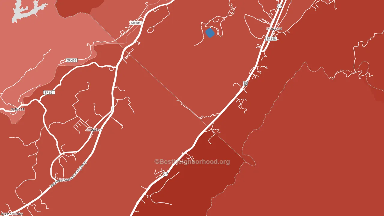 Oreton, VA block-group political-lean map