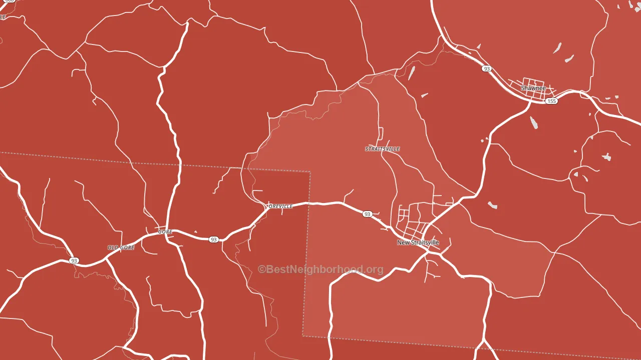 Oreville, OH block-group political-lean map