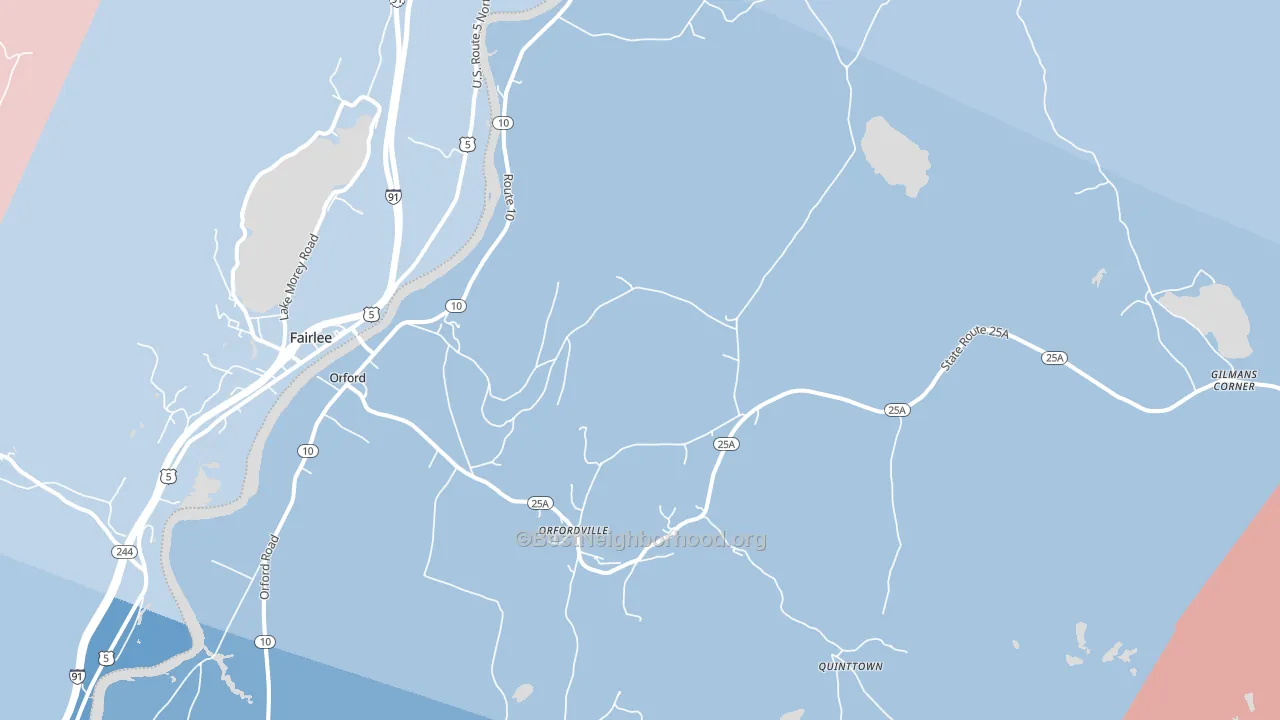 Orford, NH block-group political-lean map
