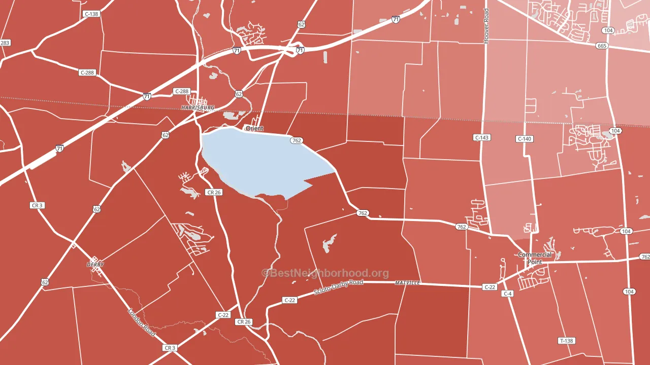 Orient, OH block-group political-lean map