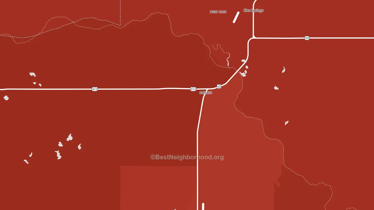 Orienta, OK block-group political-lean map