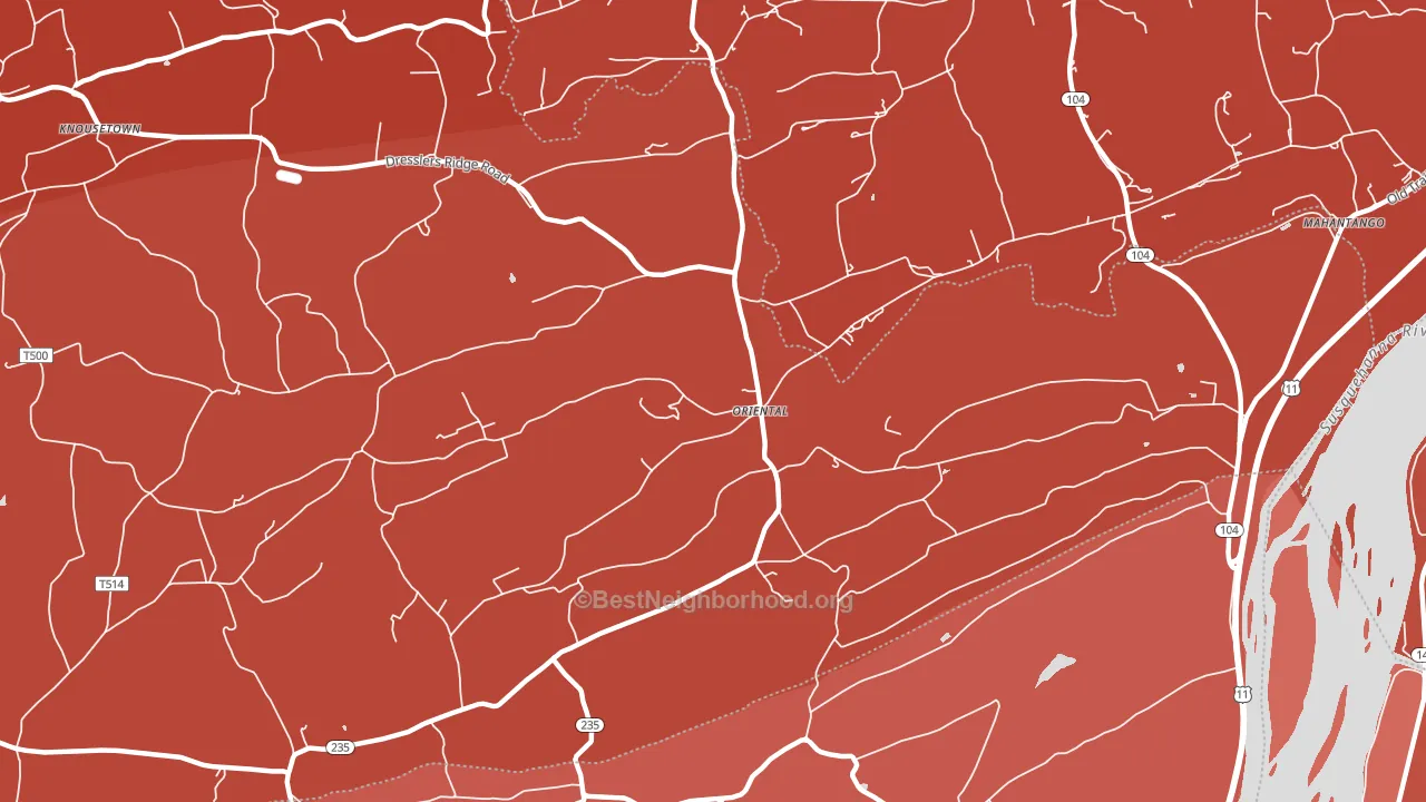 Oriental, PA block-group political-lean map