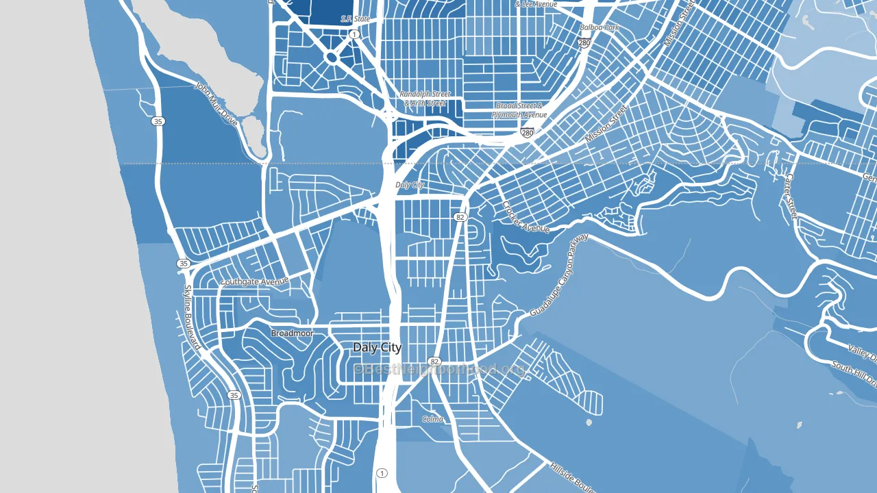 Original Daly City, Daly City, CA block-group political-lean map