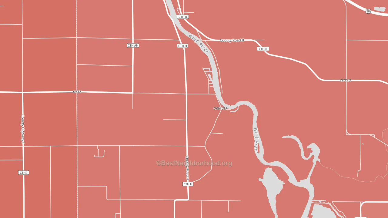 Orihula, WI block-group political-lean map