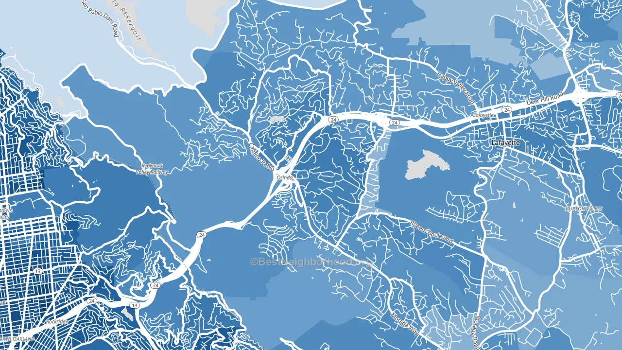 Orinda, CA block-group political-lean map