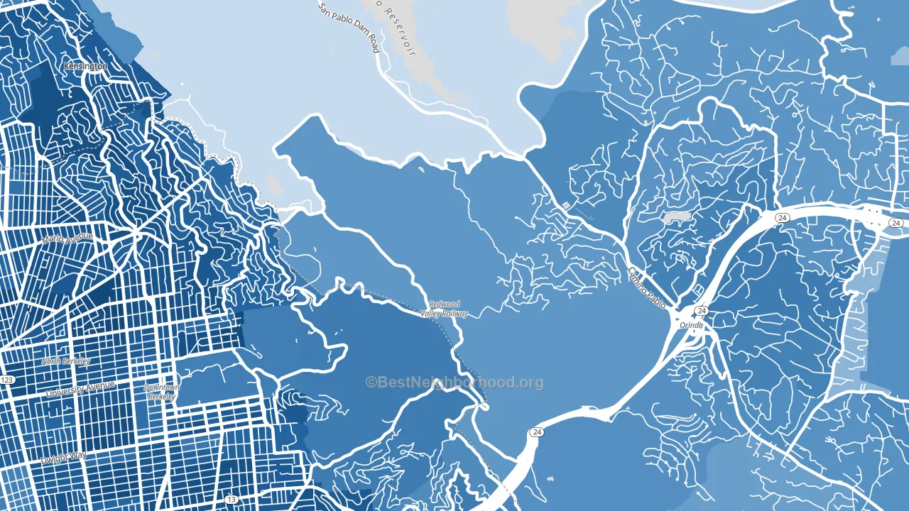 Orinda Village, CA block-group political-lean map