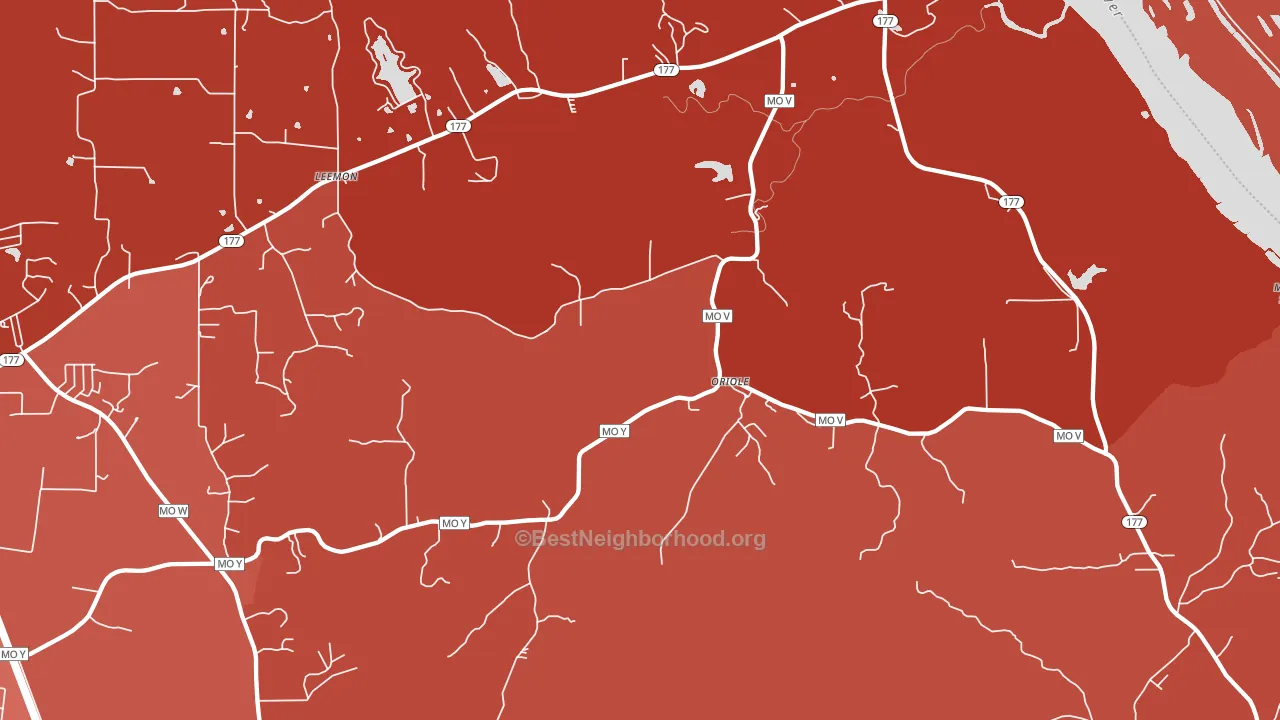 Oriole, MO block-group political-lean map