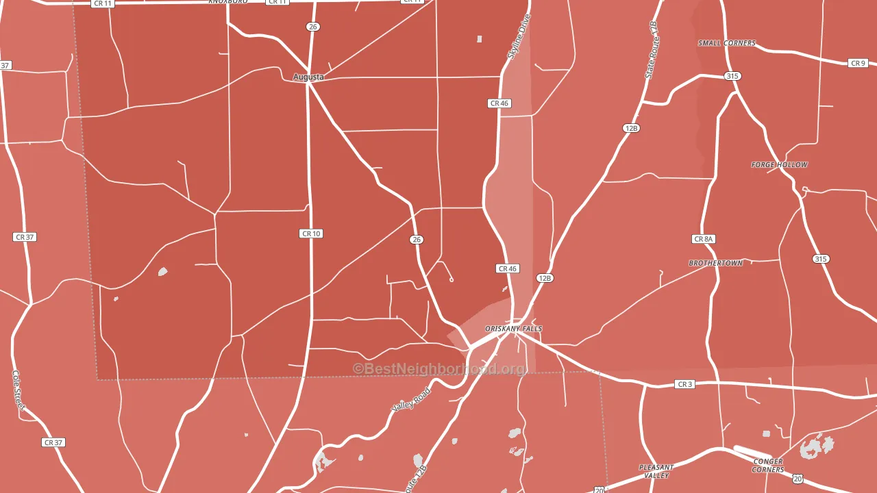 Oriskany Falls, NY block-group political-lean map