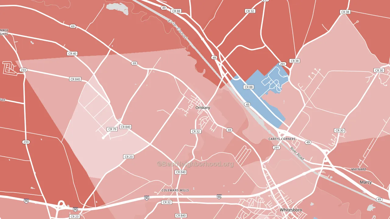 Oriskany, NY block-group political-lean map
