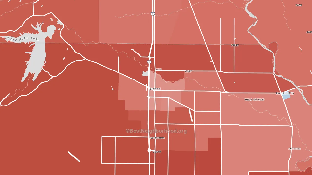 Orland, CA block-group political-lean map