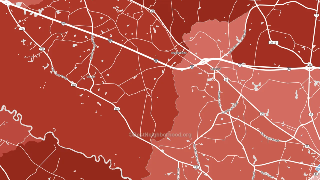 Orland, GA block-group political-lean map