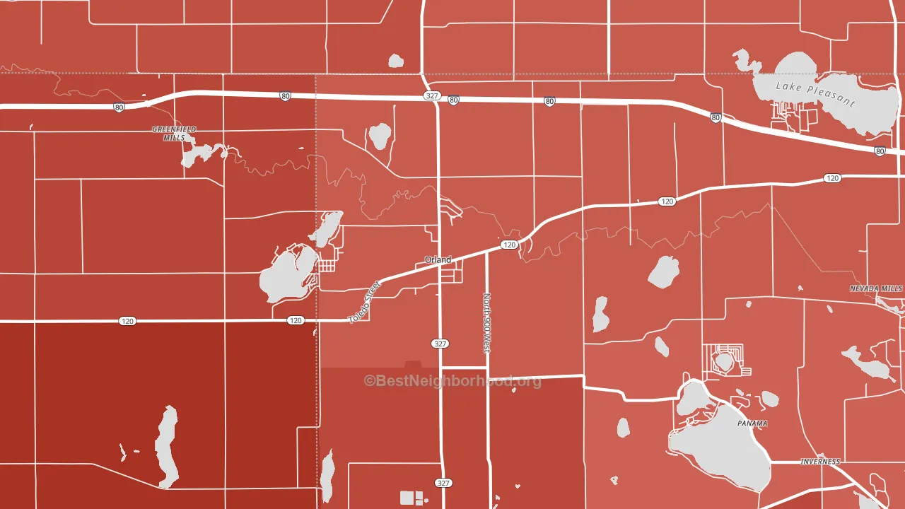 Orland, IN block-group political-lean map